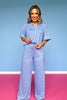 SSYS Millie Short Sleeve Pajama Set In Blue Cane
