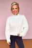 Off White Mock Neck Distressed Jewel Embellished Sweater *FINAL SALE*