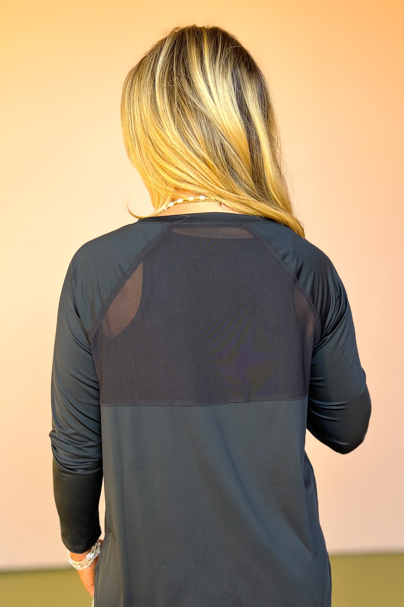 SSYS Long Sleeve Mesh Back Active Top In Black