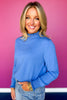 SSYS Darby Ruffle Neck Sweater In Cornflower