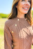 SSYS Larkyn Button Cable Knit Sweater In Dark Taupe