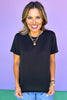Black Round Neck Short Sleeve Tee Shirt *FINAL SALE*