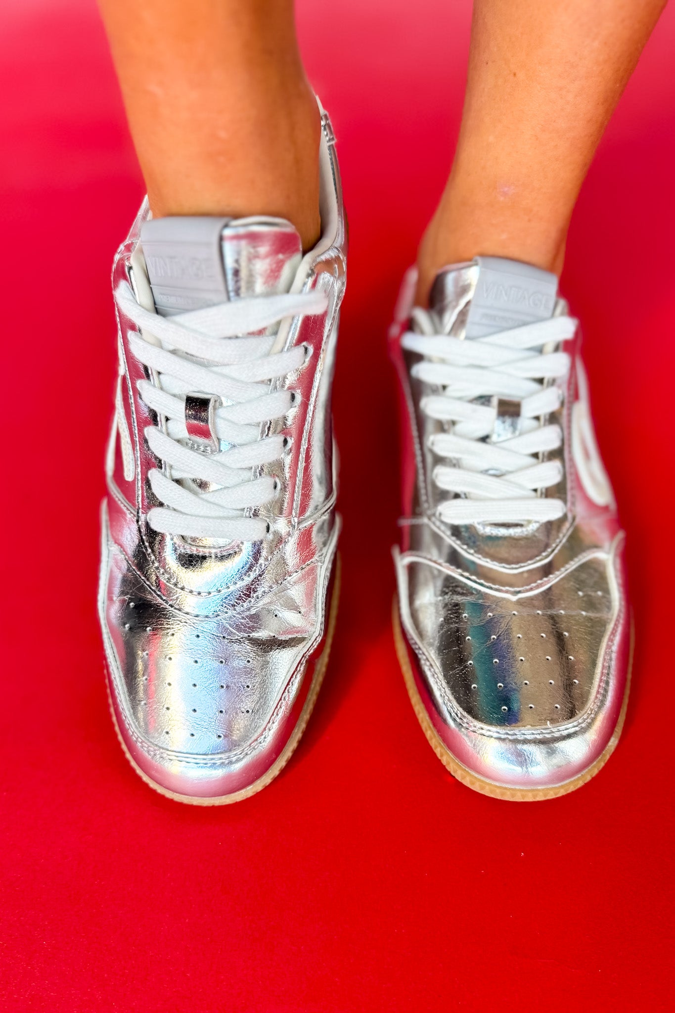 Vintage Havana Silver Metallic Lace-up Logo Sneaker *FINAL SALE*