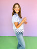 Periwinkle Scallop Inset Yoke Hem Short Bubble Sleeve Top *FINAL SALE*