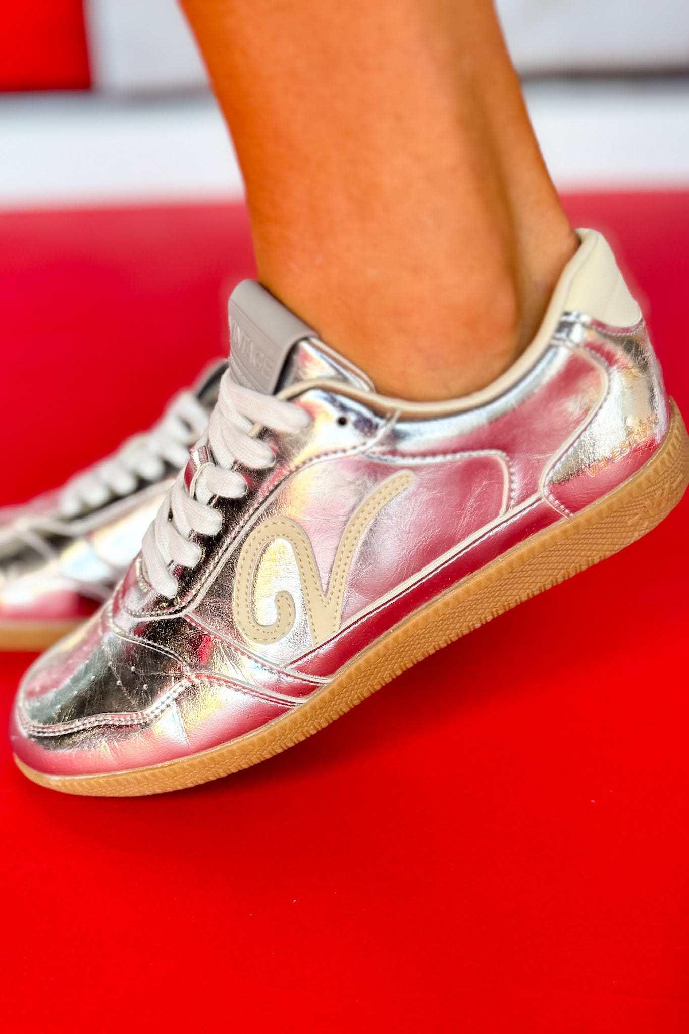 Vintage Havana Silver Metallic Lace-up Logo Sneaker *FINAL SALE*