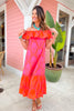 SSYS Lennon Printed Off The Shoulder Maxi Dress In Pink and Orange