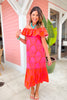 SSYS Lennon Printed Off The Shoulder Maxi Dress In Pink and Orange