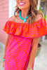 SSYS Lennon Printed Off The Shoulder Maxi Dress In Pink and Orange