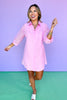 Pink Eyelet Lace Embroidered Shirt Dress