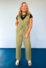 Olive Twill Sleeveless Drawstring Jumpsuit