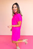 Hot Pink Mock Neck Front Pocket Short Sleeve Sweater Dress *FINAL SALE*