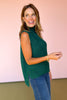 Dark Green Turtleneck Sleeveless High Low Hem Sweater *FINAL SALE*