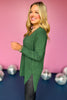 Dark Green V Neck Center Seam High Low Sweater *FINAL SALE*