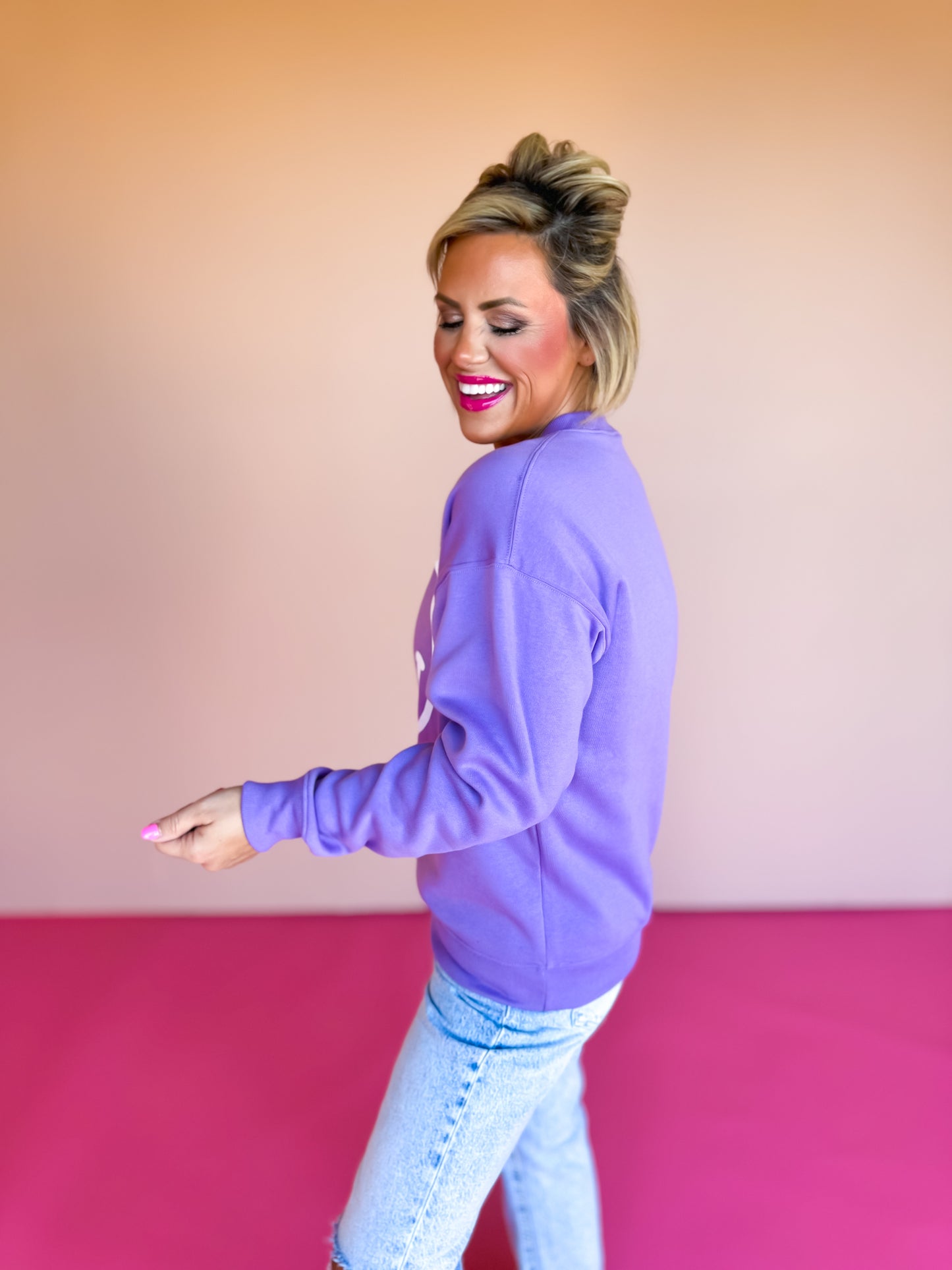 Lavender Smile Round Neck Sweatshirt *FINAL SALE*