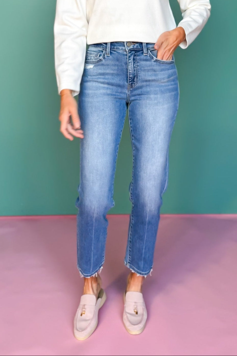 Vervet High Rise Tapered Straight Leg Jeans