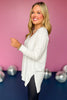 Ivory V Neck Center Seam High Low Sweater *FINAL SALE*