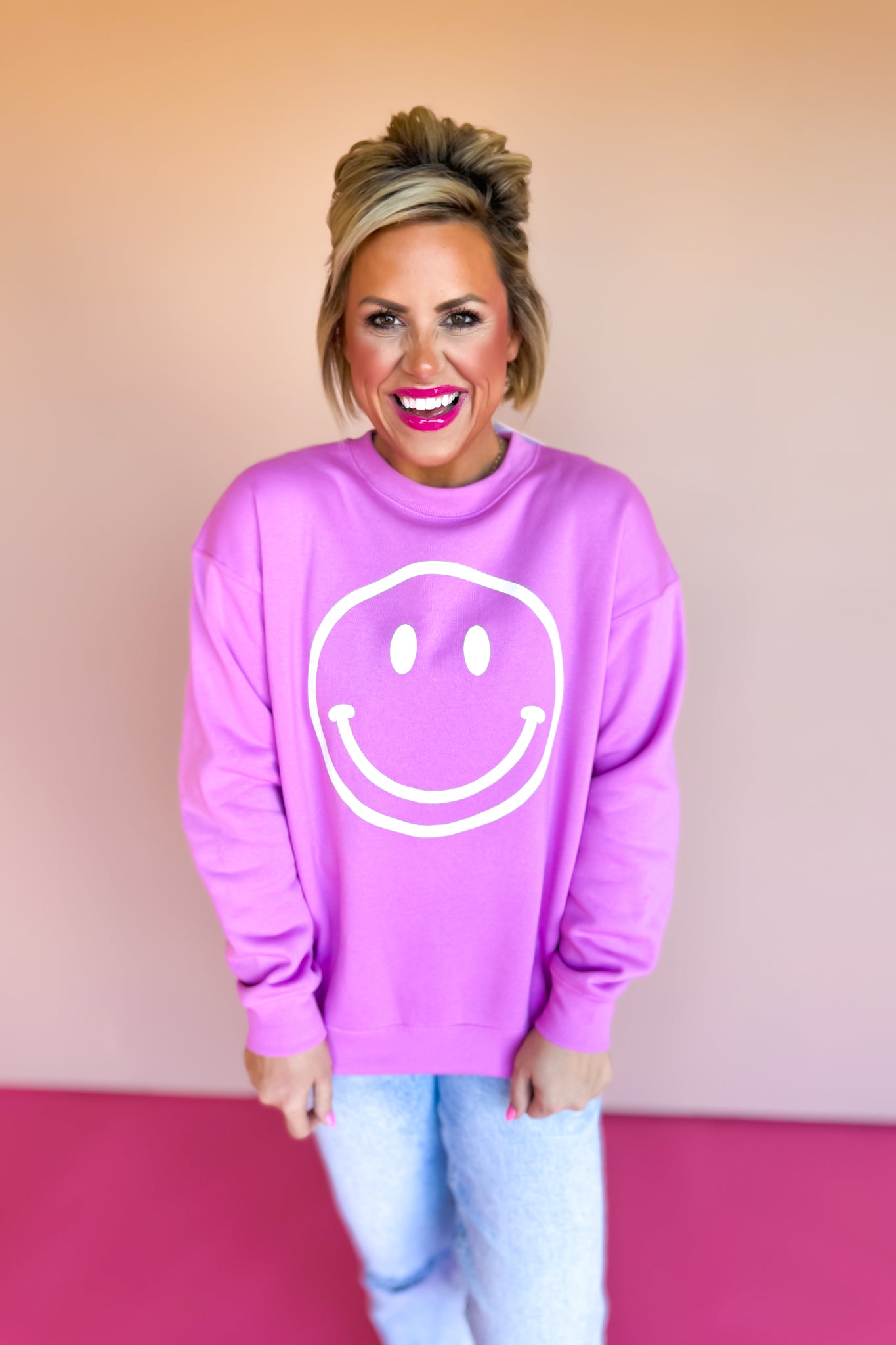 Mauve Smile Round Neck Sweatshirt *FINAL SALE*