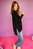 Black V Neck Center Seam High Low Sweater *FINAL SALE*