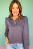 SSYS Mara Pique Long Sleeve Top In Washed Navy