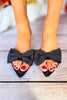 Black Pointed Toe Mule Heels with Bow