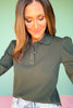 SSYS Mara Pique Long Sleeve Top In Deep Green