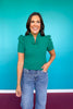 SSYS Violet Ruffle Collar Top In Teal