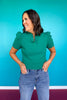 SSYS Violet Ruffle Collar Top In Teal