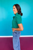 SSYS Violet Ruffle Collar Top In Teal