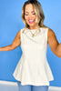 Cream Boat Neck Sleeveless Peplum Top *FINAL SALE*