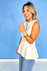 Cream Boat Neck Sleeveless Peplum Top *FINAL SALE*