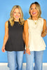 Black Boat Neck Sleeveless Peplum Top
