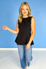 Black Boat Neck Sleeveless Peplum Top