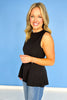 Black Boat Neck Sleeveless Peplum Top