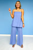 Periwinkle Straight Neck Sleeveless Longline High Waist Pant Set