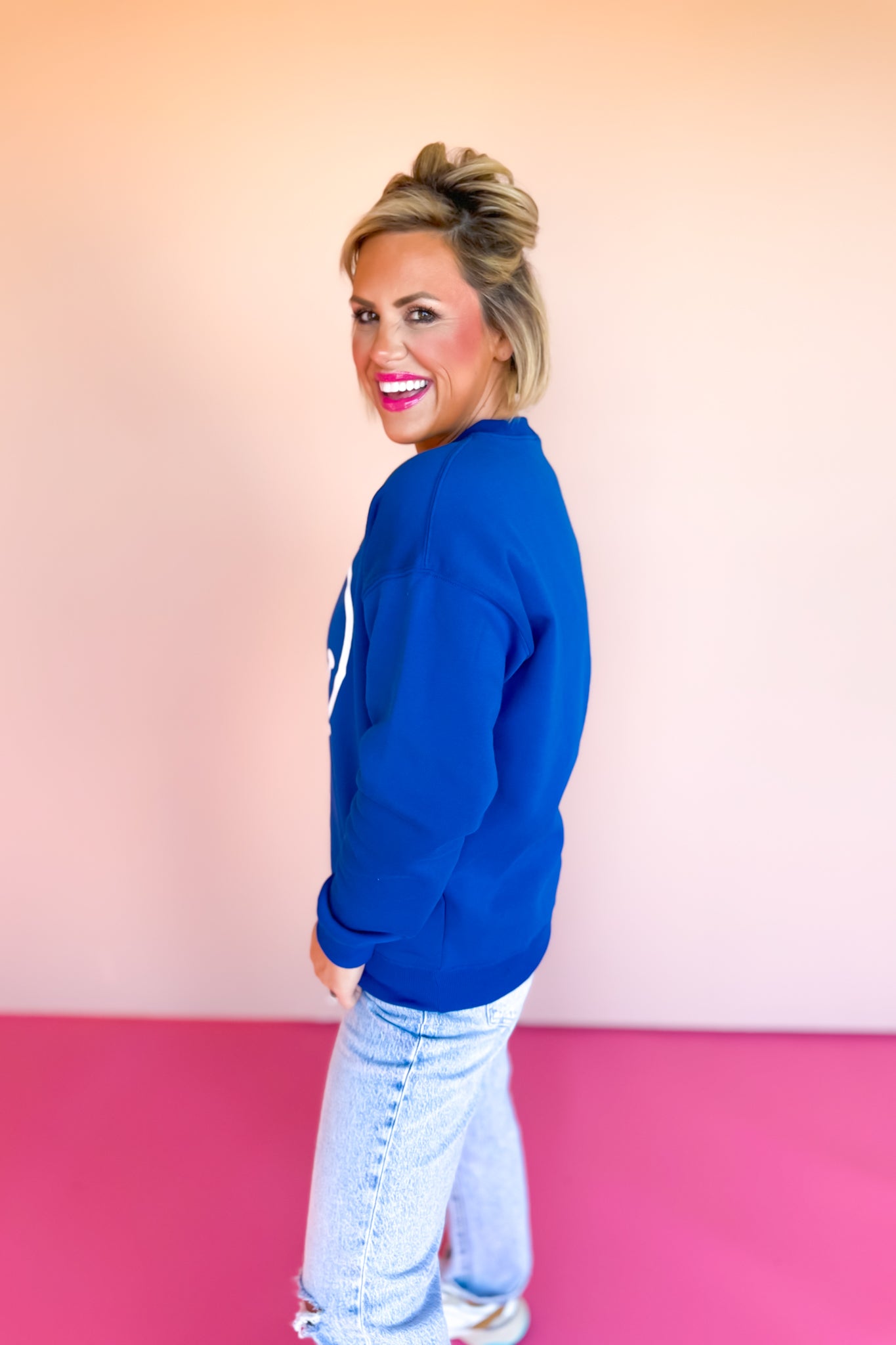 Blue Smile Round Neck Sweatshirt *FINAL SALE*