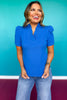 SSYS Violet Ruffle Collar Top In Royal