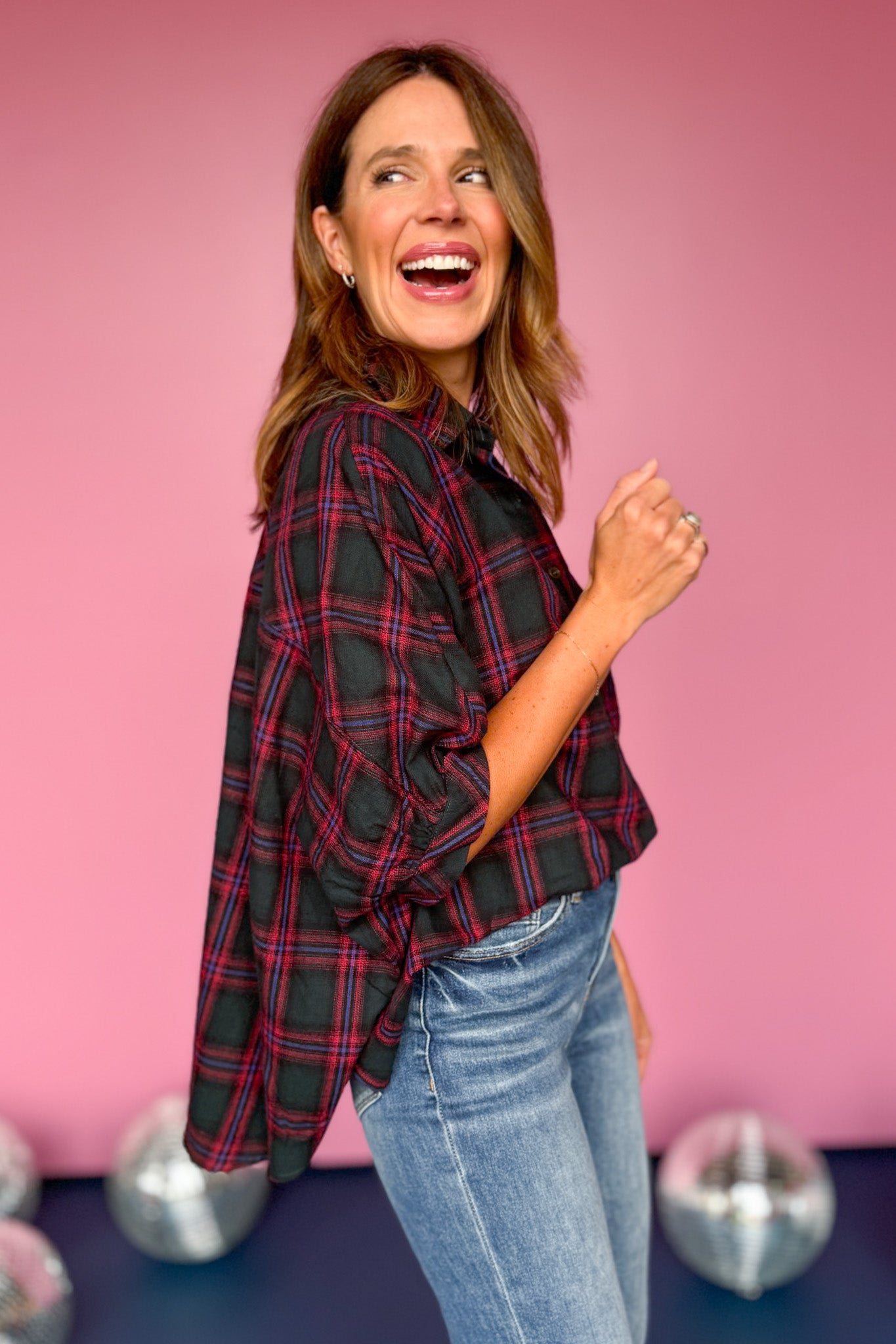  Green Plaid Button Down Half Sleeve Side Slit Top, plaid top, must have top, must have style, fall style, fall fashion, elevated style, elevated top, mom style, shop style your senses by mallory fitzsimmons, ssys by mallory fitzsimmons