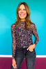 SSYS Ingrid Printed Mesh Top In Navy Floral
