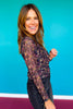 SSYS Ingrid Printed Mesh Top In Navy Floral