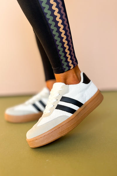 adidas gazelle silver green womens Women's Bring The Good Vibes White Faux Leather Lace-Up Sneakers | Size: 5 main image 0