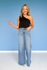 Black One Shoulder Tie Top