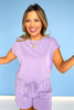 Lavender Short Dolman Sleeve Elastic Waist Short Set *FINAL SALE*