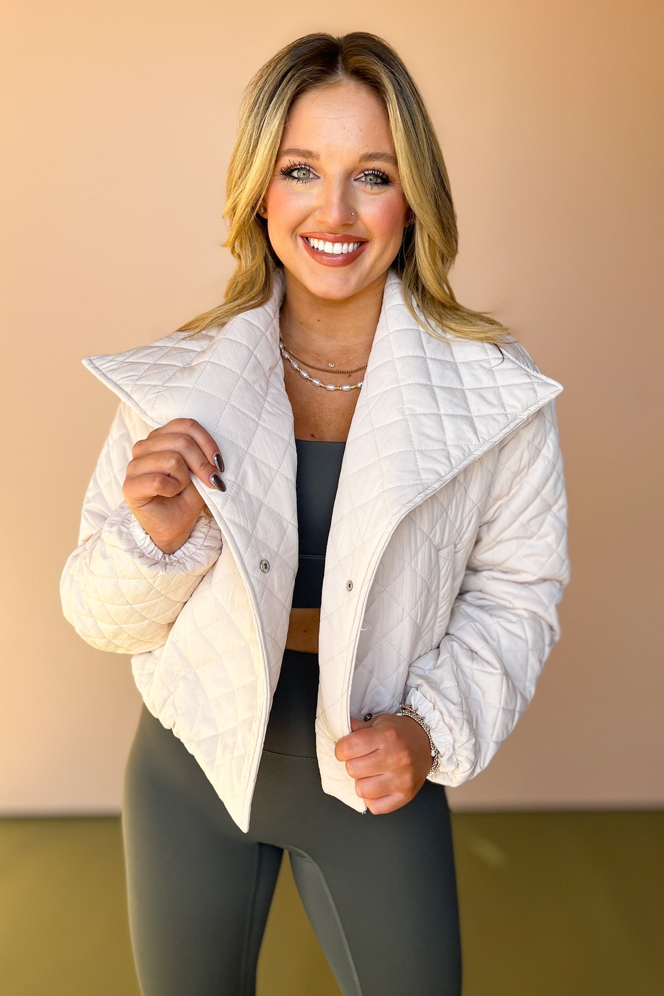 Ecru Quilted Puff Jacket