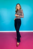Mica Black High Rise Front Slit Slim Bootcut Jeans