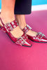 Maroon Patent Grommet Slingback Flats