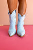 Blue Western Stitch Embroidery Boots