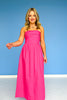 Magenta Poplin Fold Over Tube Dress