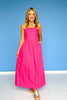 Magenta Poplin Fold Over Tube Dress