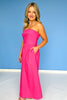 Magenta Poplin Fold Over Tube Dress