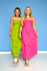 Magenta Poplin Fold Over Tube Dress